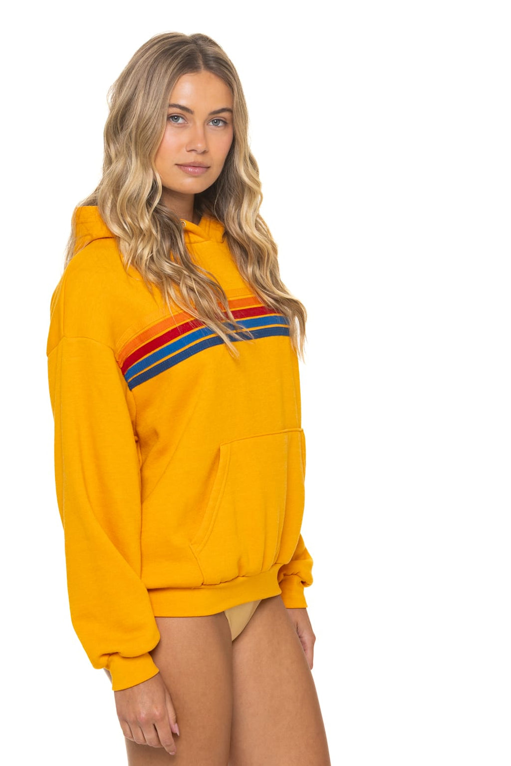 Classic 5 STRIPE RELAXED PULLOVER HOODIE - VINTAGE GOLD