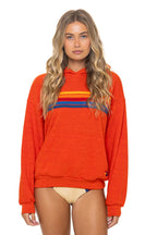Classic 5 STRIPE RELAXED PULLOVER HOODIE - VINTAGE ORANGE