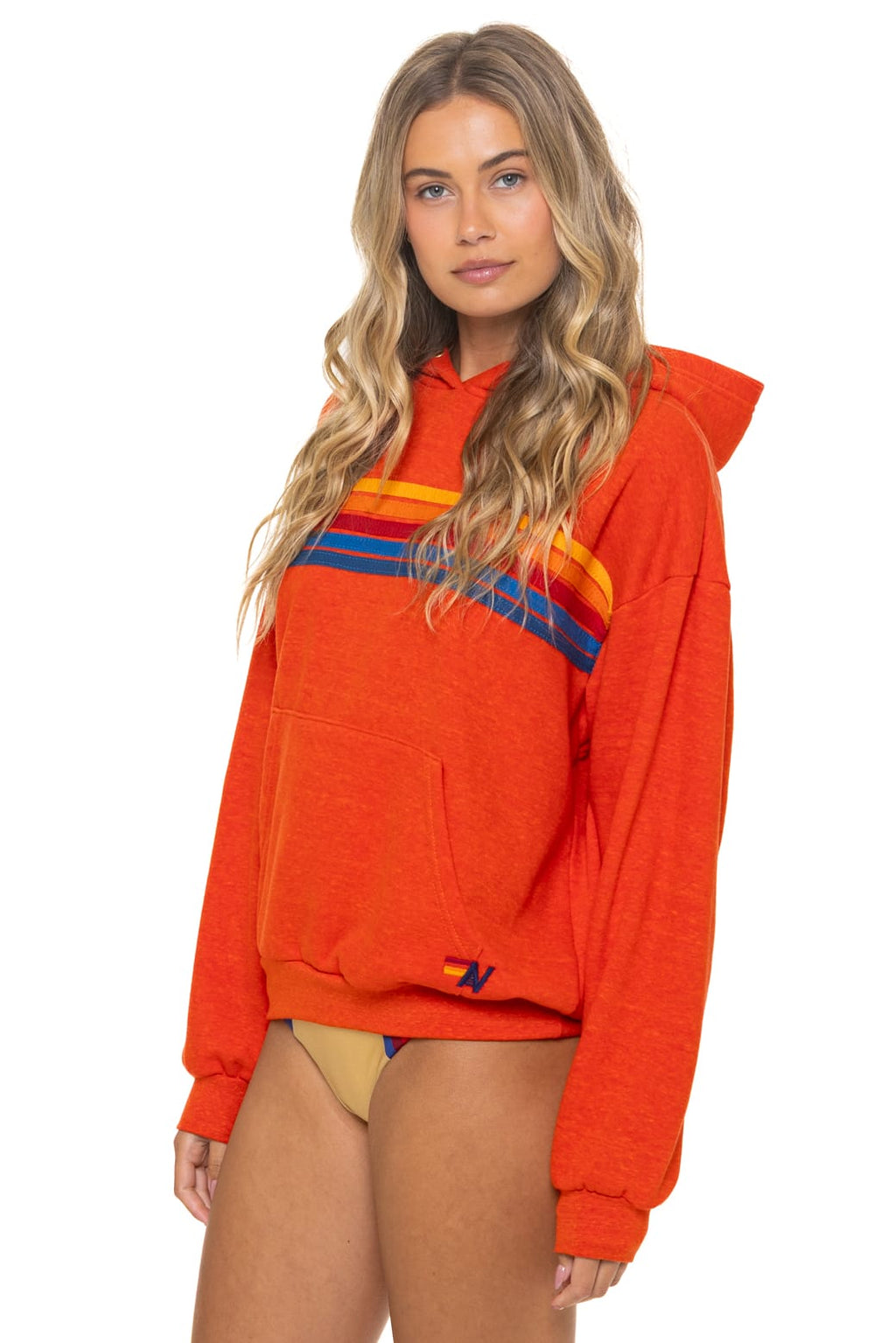 Classic 5 STRIPE RELAXED PULLOVER HOODIE - VINTAGE ORANGE