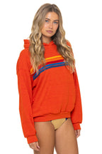 Classic 5 STRIPE RELAXED PULLOVER HOODIE - VINTAGE ORANGE