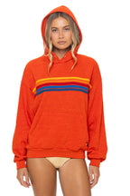 Classic 5 STRIPE RELAXED PULLOVER HOODIE - VINTAGE ORANGE