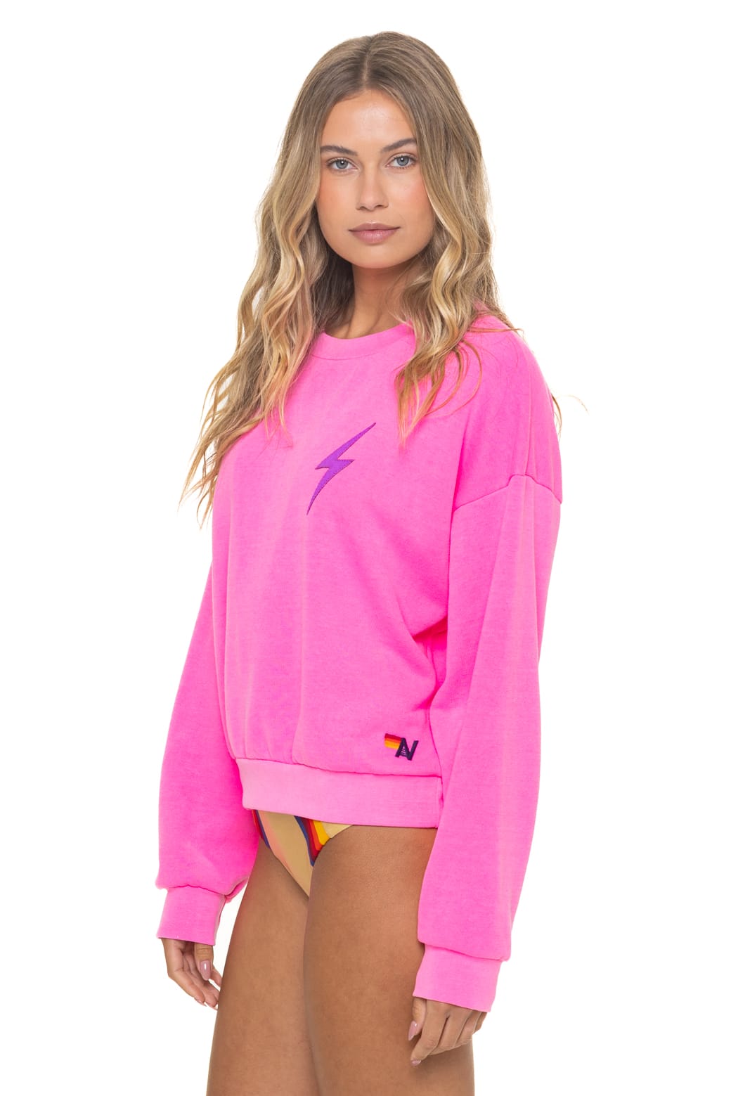 Classic BOLT STITCH RELAXED CREW SWEATSHIRT - NEON PINK NEON PURPLE