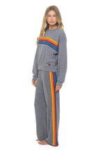 Classic 5 STRIPE RELAXED CREW SWEATSHIRT - HEATHER GREY