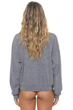 Classic 5 STRIPE RELAXED CREW SWEATSHIRT - HEATHER GREY