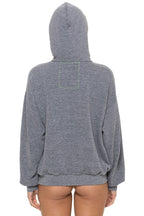 Classic 5 STRIPE RELAXED PULLOVER HOODIE - HEATHER GREY
