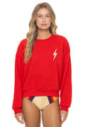 Classic BOLT STITCH RELAXED CREW SWEATSHIRT - RED WHITE