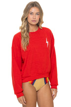 Classic BOLT STITCH RELAXED CREW SWEATSHIRT - RED WHITE