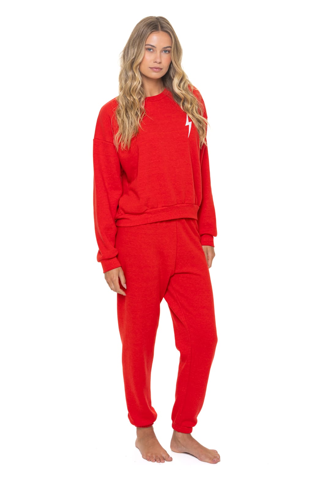 Classic BOLT STITCH RELAXED CREW SWEATSHIRT - RED WHITE