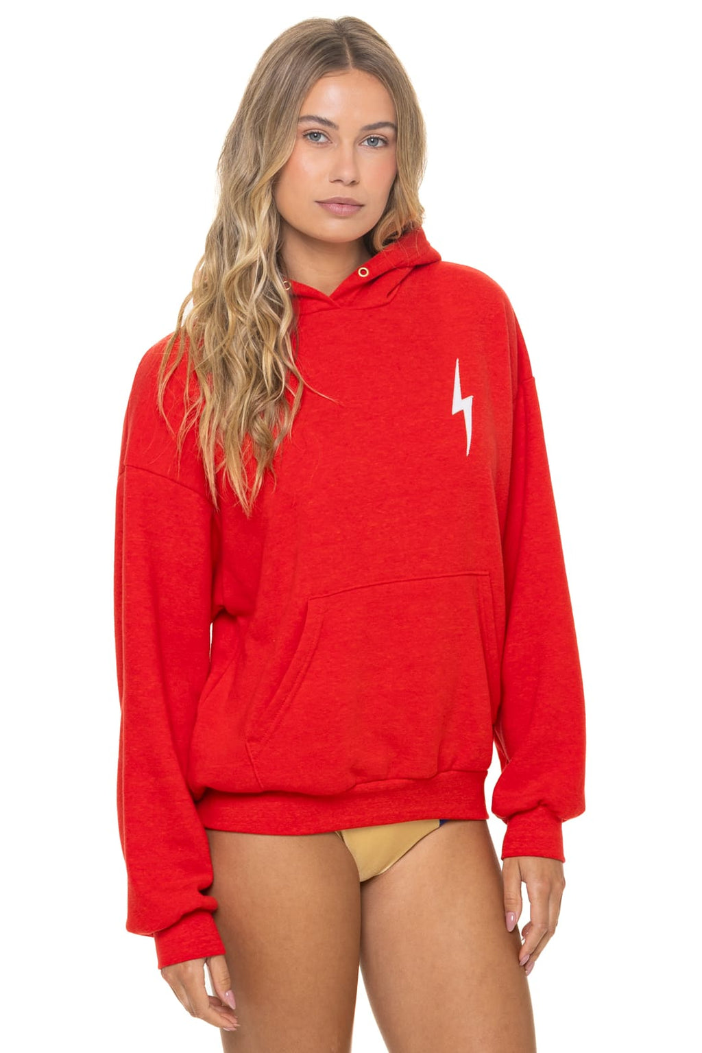 Classic BOLT STITCH RELAXED PULLOVER HOODIE - RED WHITE