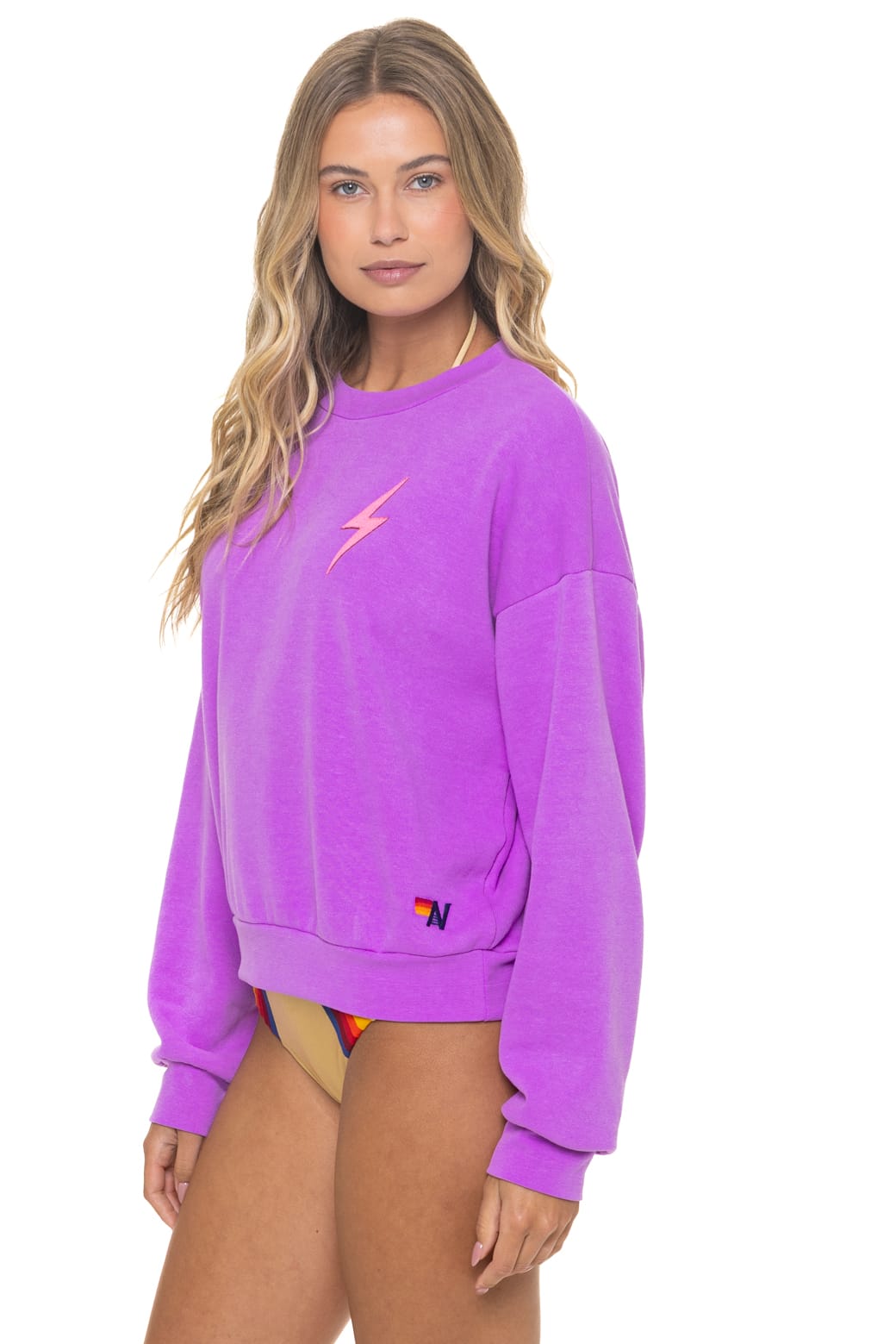 Classic BOLT STITCH RELAXED CREW SWEATSHIRT - NEON PURPLE NEON PINK