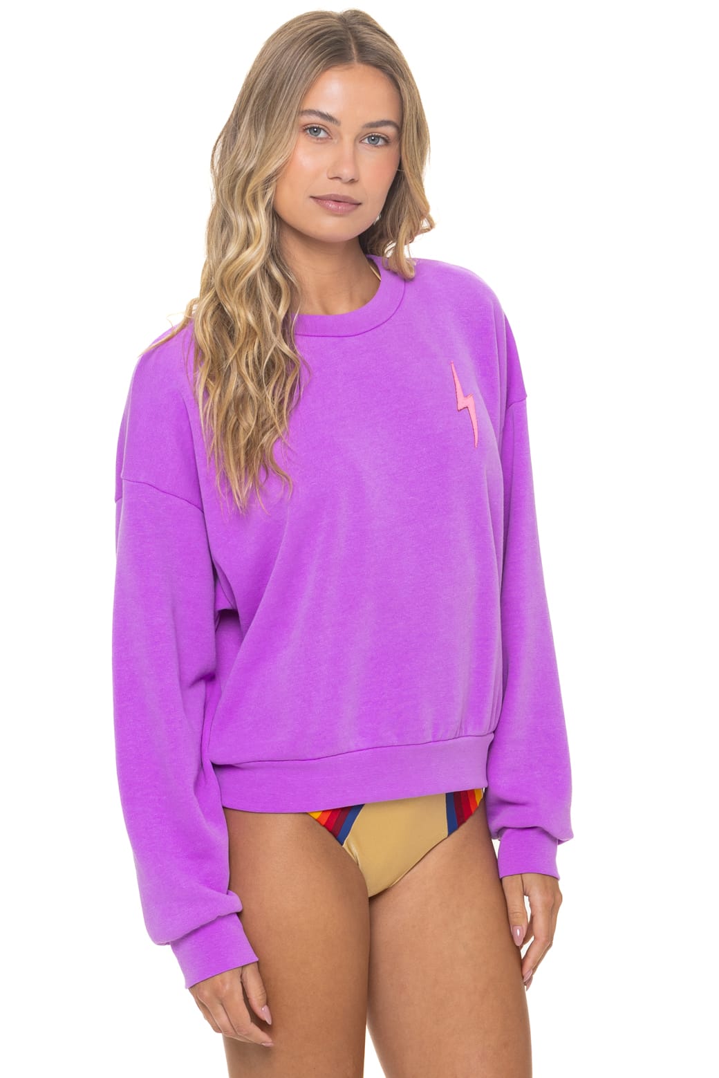 Classic BOLT STITCH RELAXED CREW SWEATSHIRT - NEON PURPLE NEON PINK