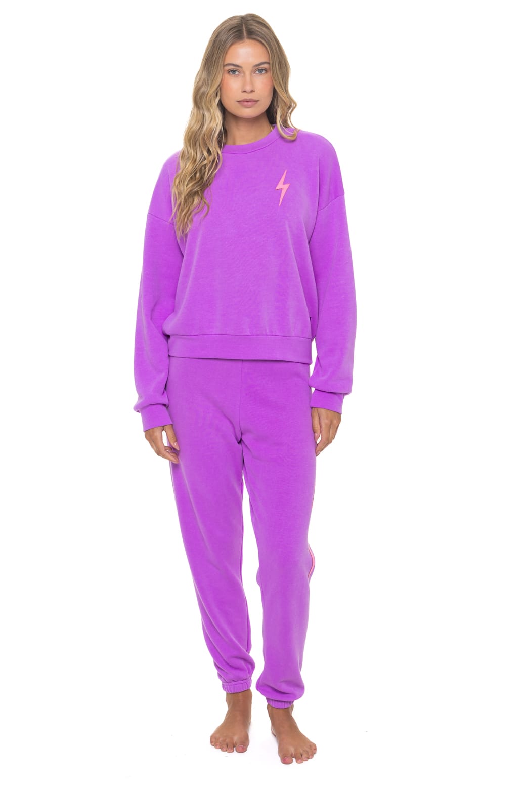 Classic BOLT STITCH RELAXED CREW SWEATSHIRT - NEON PURPLE NEON PINK
