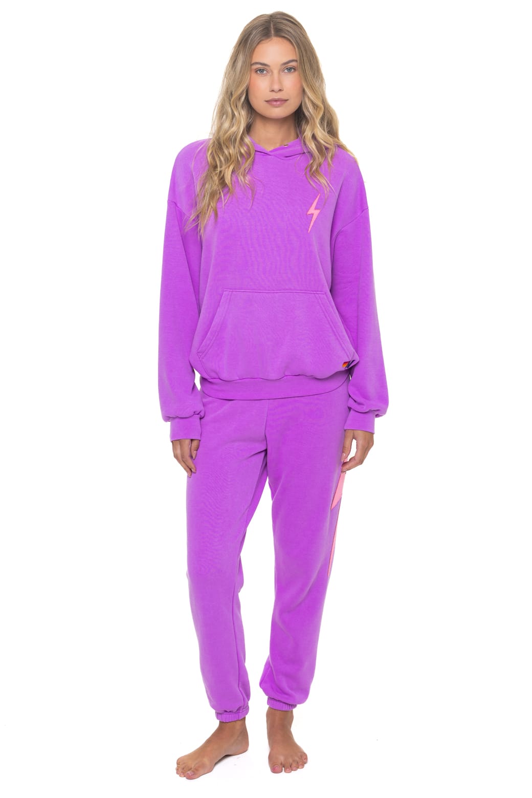 Classic BOLT STITCH RELAXED PULLOVER HOODIE - NEON PURPLE NEON PINK