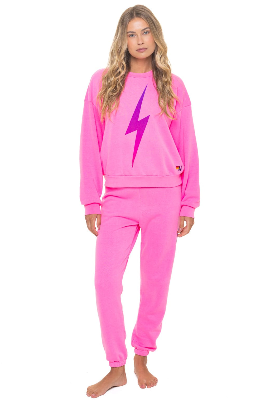 Classic BOLT FADE RELAXED CREW SWEATSHIRT - NEON PINK PINK PURPLE