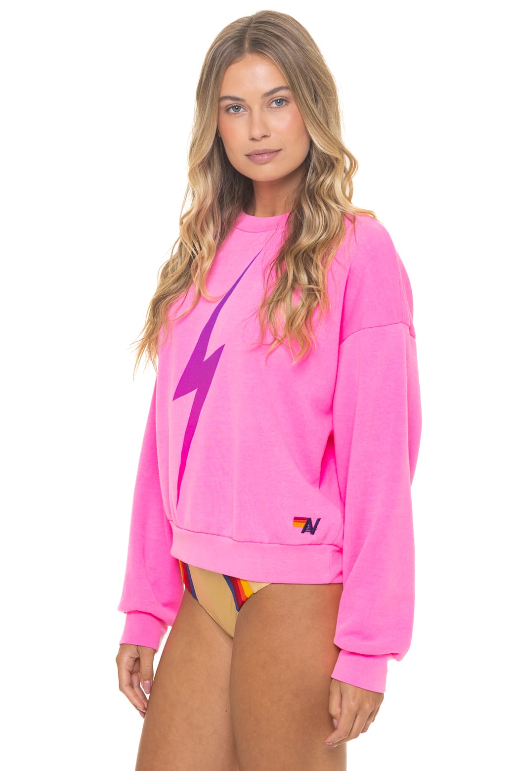 Classic BOLT FADE RELAXED CREW SWEATSHIRT - NEON PINK PINK PURPLE