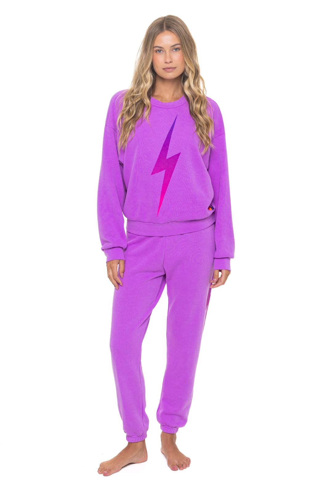 Classic BOLT FADE RELAXED CREW SWEATSHIRT - NEON PURPLE PINK PURPLE