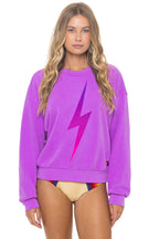 Classic BOLT FADE RELAXED CREW SWEATSHIRT - NEON PURPLE PINK PURPLE