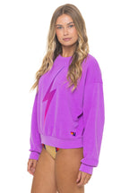 Classic BOLT FADE RELAXED CREW SWEATSHIRT - NEON PURPLE PINK PURPLE