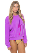 Classic BOLT FADE RELAXED CREW SWEATSHIRT - NEON PURPLE PINK PURPLE