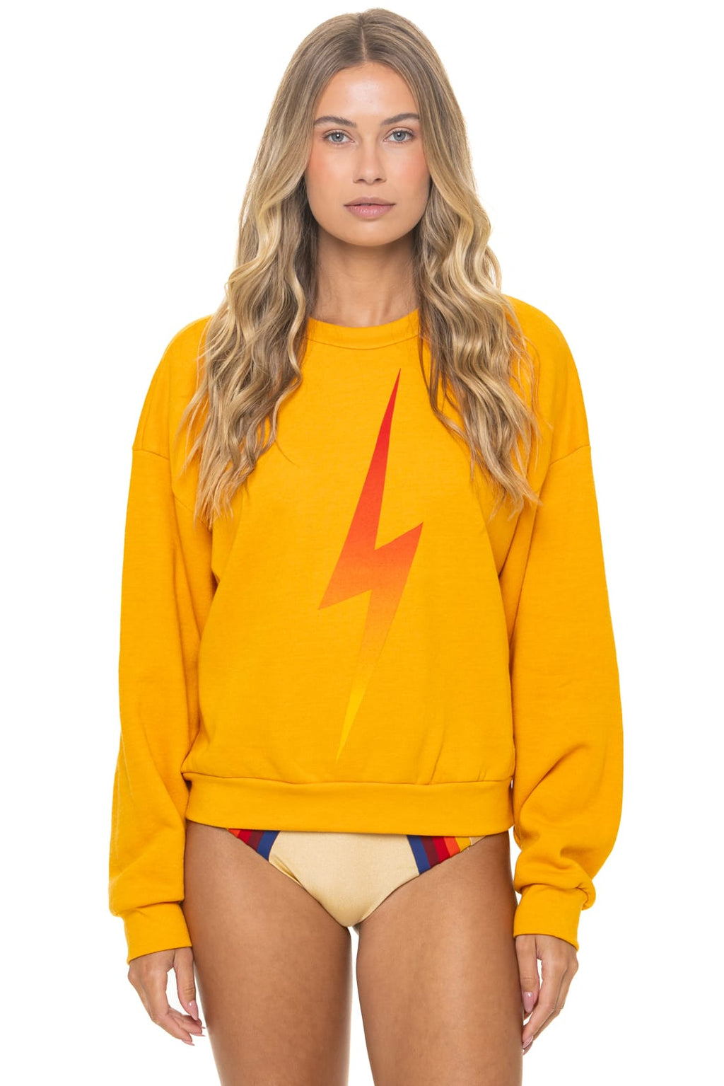 Classic BOLT FADE RELAXED CREW SWEATSHIRT - VINTAGE GOLD RED YELLOW
