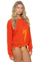 Classic BOLT FADE RELAXED CREW SWEATSHIRT - VINTAGE ORANGE RED YELLOW