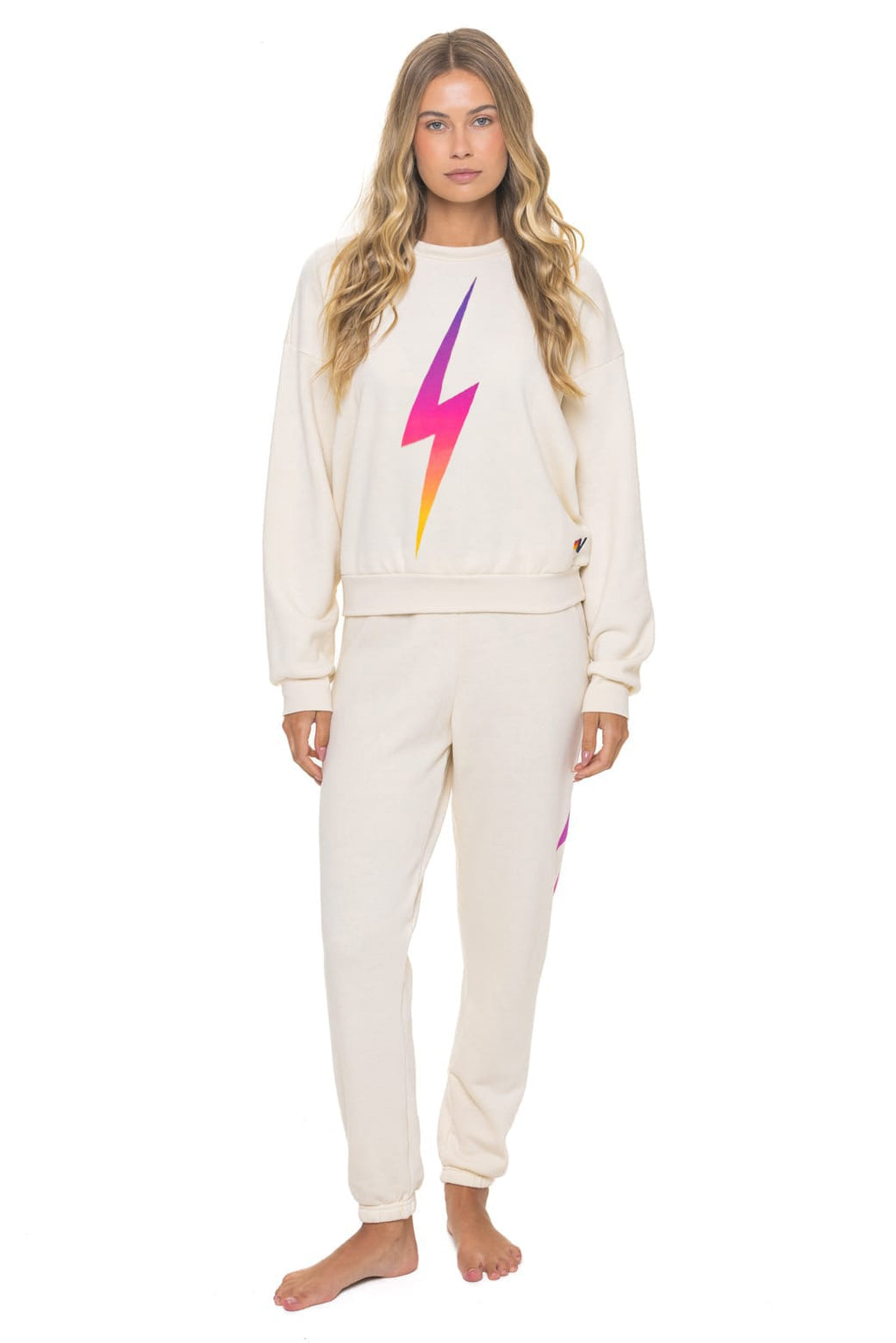 Classic BOLT FADE RELAXED CREW SWEATSHIRT - VINTAGE WHITE PINK PURPLE