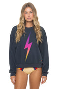 Classic BOLT FADE RELAXED CREW SWEATSHIRT - CHARCOAL PINK PURPLE