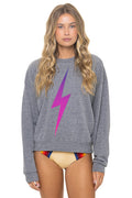 Classic BOLT FADE RELAXED CREW SWEATSHIRT - HEATHER GREY PINK PURPLE