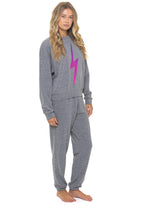 Classic BOLT FADE RELAXED CREW SWEATSHIRT - HEATHER GREY PINK PURPLE