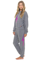Classic BOLT FADE RELAXED CREW SWEATSHIRT - HEATHER GREY PINK PURPLE