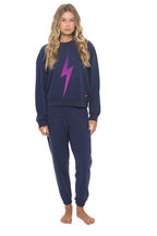 Classic BOLT FADE RELAXED CREW SWEATSHIRT - NAVY PINK PURPLE