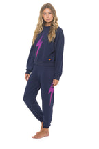 Classic BOLT FADE RELAXED CREW SWEATSHIRT - NAVY PINK PURPLE