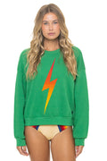 Classic BOLT FADE RELAXED CREW SWEATSHIRT - KELLY GREEN RED YELLOW