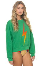 Classic BOLT FADE RELAXED CREW SWEATSHIRT - KELLY GREEN RED YELLOW