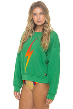 Classic BOLT FADE RELAXED CREW SWEATSHIRT - KELLY GREEN RED YELLOW