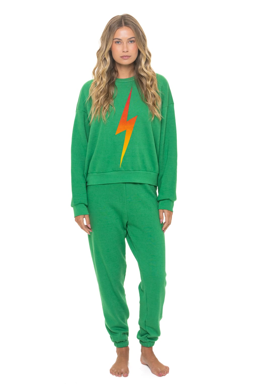 Classic BOLT FADE RELAXED CREW SWEATSHIRT - KELLY GREEN RED YELLOW