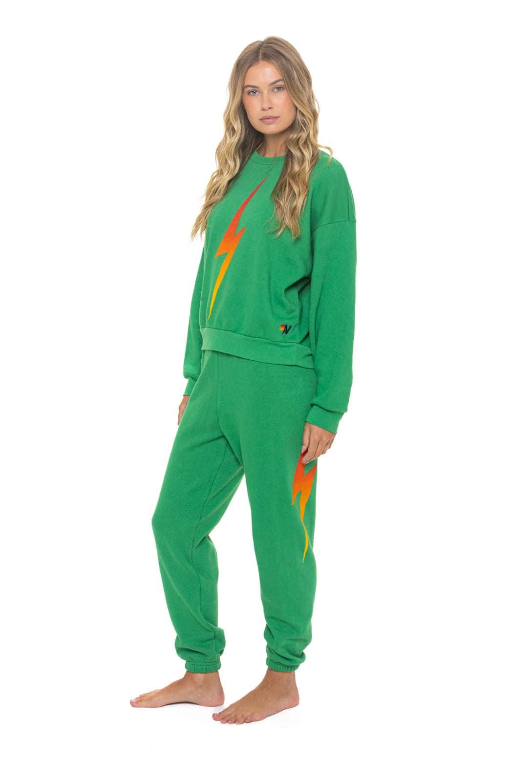 Classic BOLT FADE RELAXED CREW SWEATSHIRT - KELLY GREEN RED YELLOW