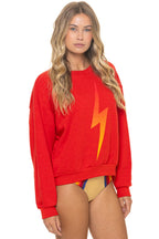 Classic BOLT FADE RELAXED CREW SWEATSHIRT - RED RED YELLOW