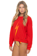 Classic BOLT FADE RELAXED CREW SWEATSHIRT - RED RED YELLOW
