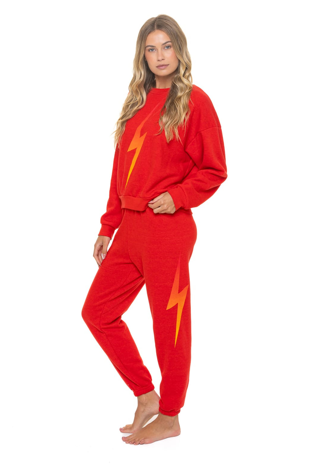 Classic BOLT FADE RELAXED CREW SWEATSHIRT - RED RED YELLOW