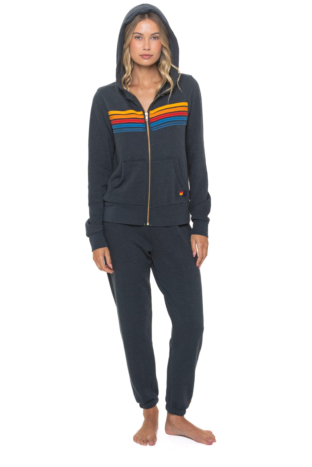 Classic 5 STRIPE HOODIE - CHARCOAL