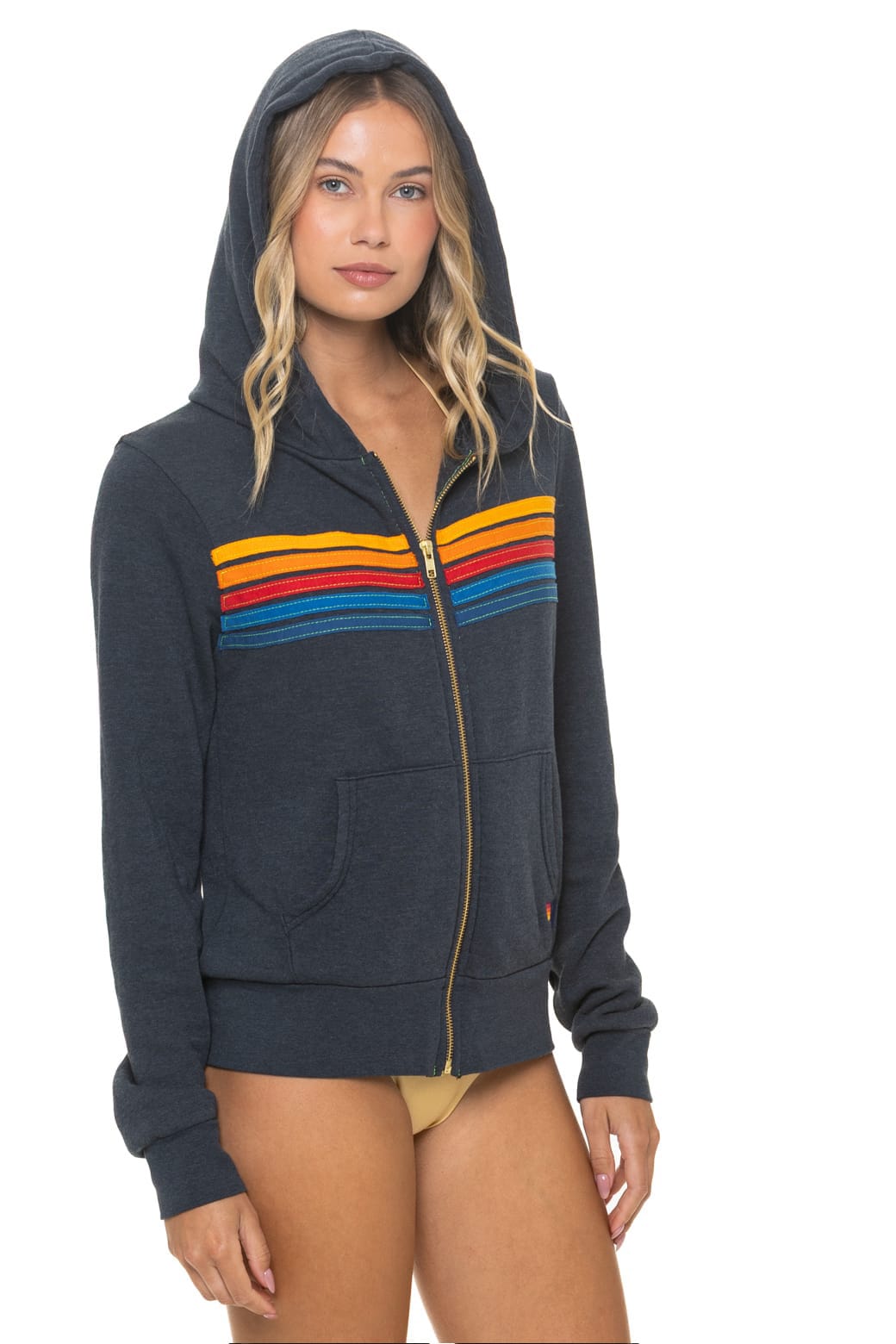 Classic 5 STRIPE HOODIE - CHARCOAL