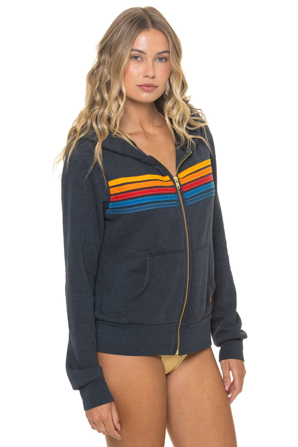 Classic 5 STRIPE HOODIE - CHARCOAL