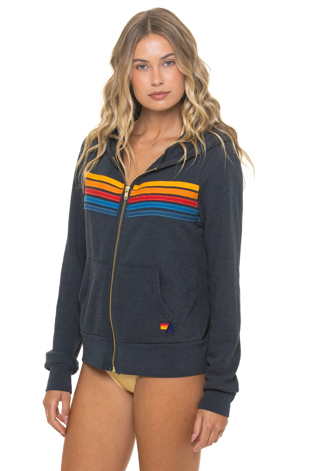 Classic 5 STRIPE HOODIE - CHARCOAL
