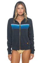 Classic 5 STRIPE HOODIE - CHARCOAL BLUE