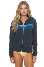 Classic 5 STRIPE HOODIE - CHARCOAL BLUE