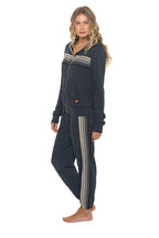 Classic 5 STRIPE HOODIE - CHARCOAL GREY STRIPES