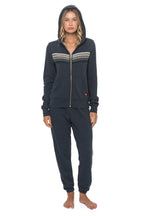 Classic 5 STRIPE HOODIE - CHARCOAL GREY STRIPES