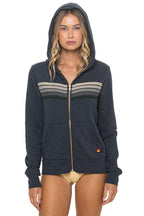 Classic 5 STRIPE HOODIE - CHARCOAL GREY STRIPES