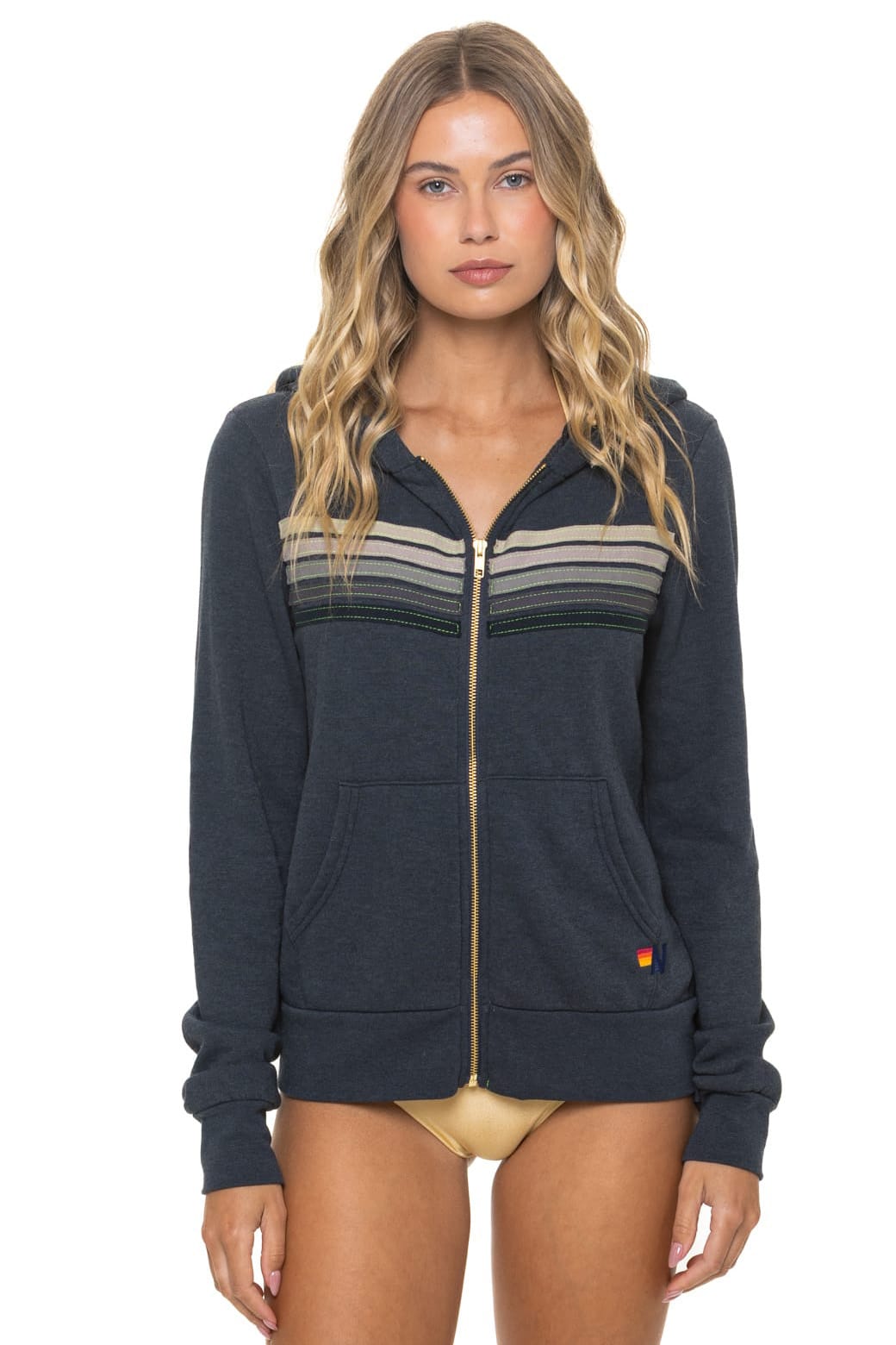 Classic 5 STRIPE HOODIE - CHARCOAL GREY STRIPES